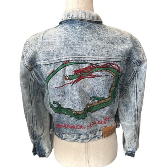 Vintage U.S. Blues Dragon Embroidered Cotton Denim Jacket M - Picture 1 of 10